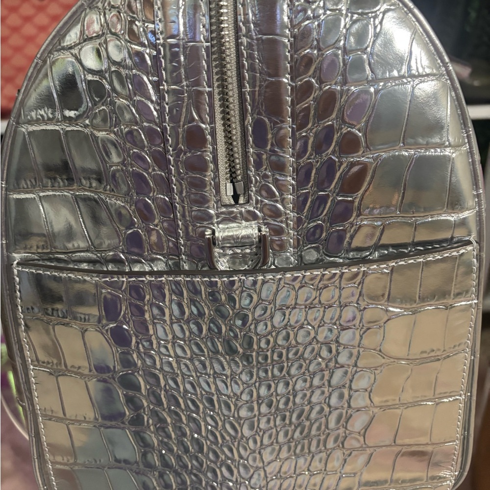 Michael Kors Silver Crocodile Embossed Duffel Bag NWT - Picture 8 of 16